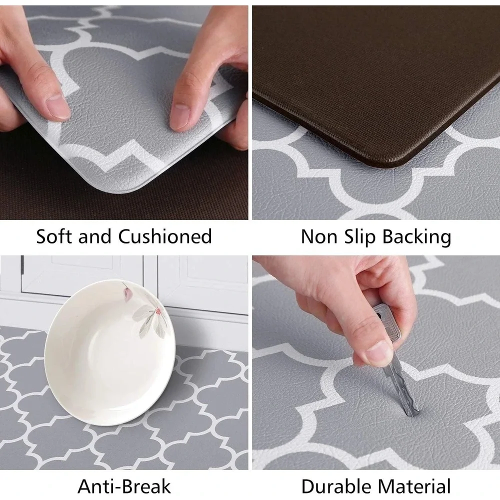 Anti-Fatigue Kitchen Mat Set 2-Piece Cushioned Ergonomic Standing Floor Rugs